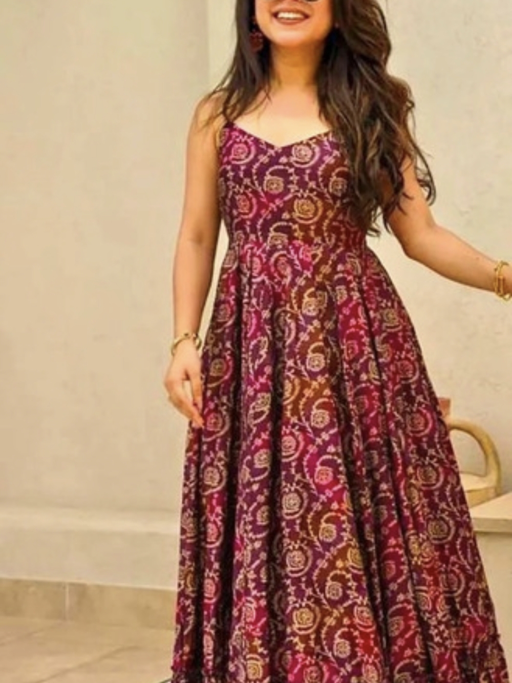Paisley Maxi Dress in Purple & Red Like New